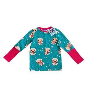 Raspberry Republic Kids Long Sleeve Gingerbread Print Top 5-7 Y Organic Cotton